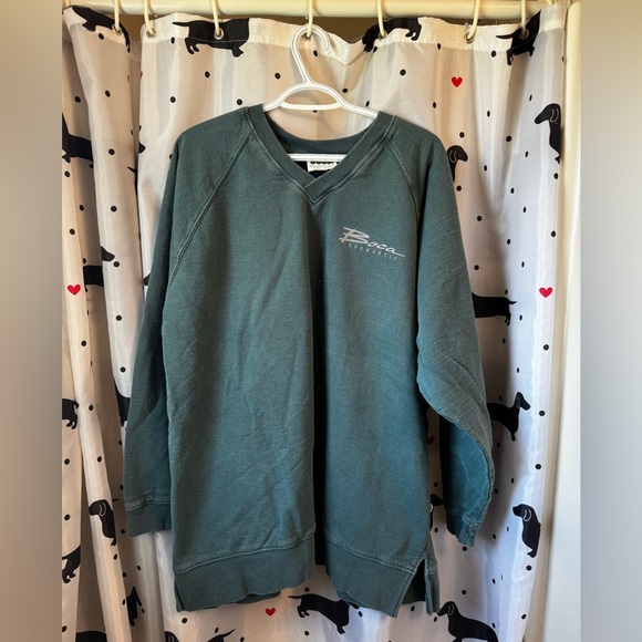 Other - Green Crewneck Sweater with Ribbed Cuffs and Waistband